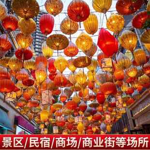 户外古风灯笼仿古花灯古镇街道网红通道夜景装饰布置异形越南灯笼