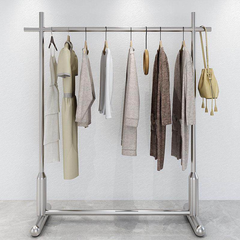 不锈钢拉丝服装店展示架落地式女装货架网红中岛童装衣服挂衣架子