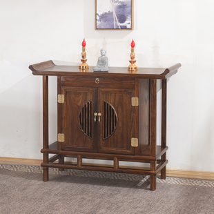 香案佛台 家用供桌带门佛龛实木财神爷立柜菩萨神像供奉桌新中式