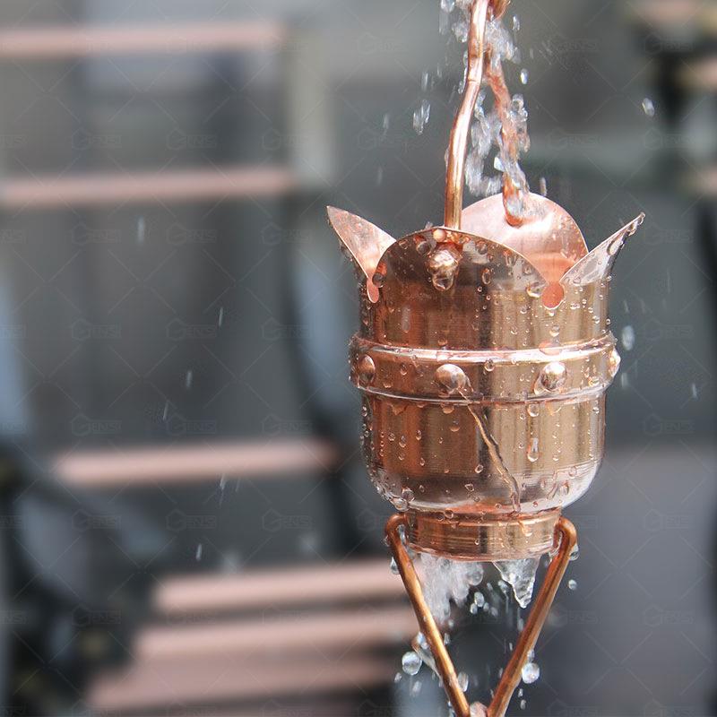 风链厂家直销别墅铜落水金属雨水管装饰滴水雨链多款外观货源充足