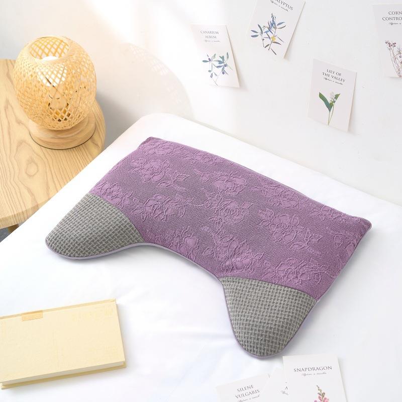 枕纯柏壳填充可调节枕多格单人BKV印花纯拆棉头可洗颈部蝶形规枕