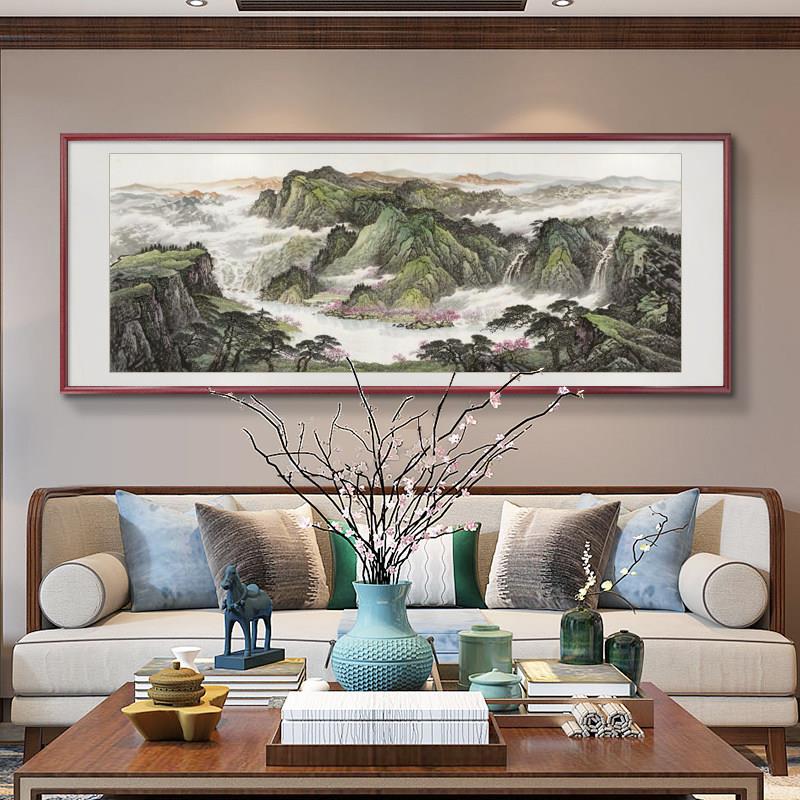 聚宝盆山水挂画 画客厅画 LM80920画沙发背墙装饰画 画景新式办公