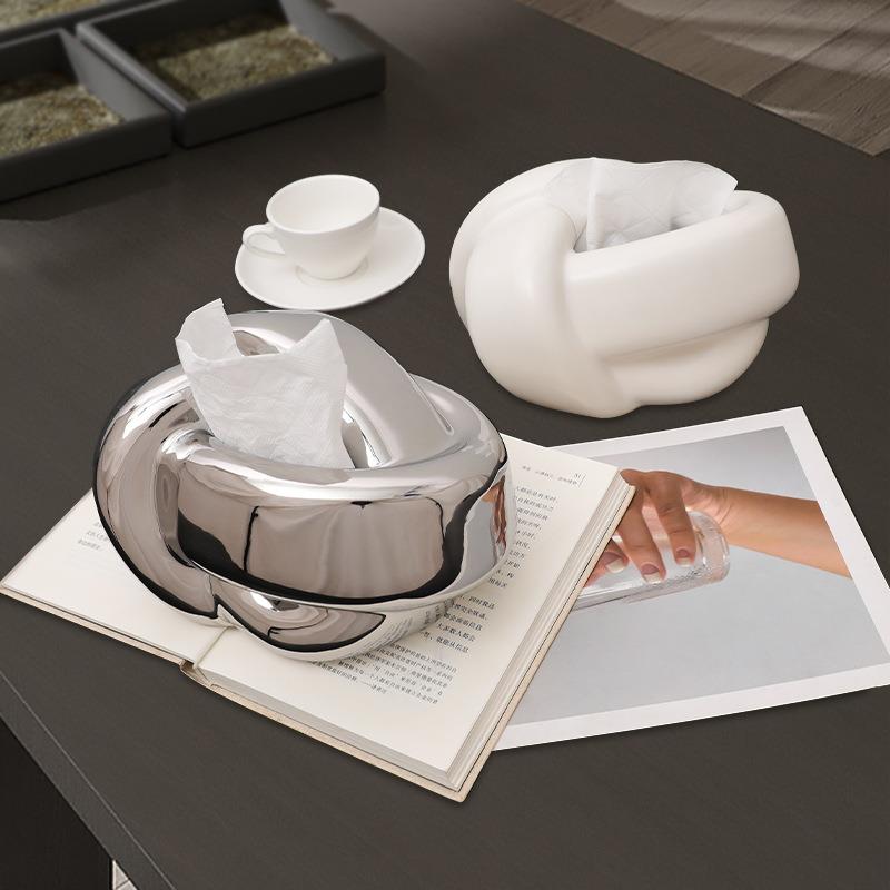 现代简约绳结趣味纸巾盒客厅茶几餐桌卧室陶瓷抽纸盒个性可爱家用