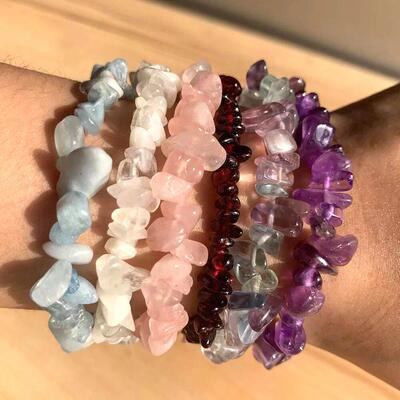 Natural Crystal Gemstone Irregular Energia Pedra Pulseira Be