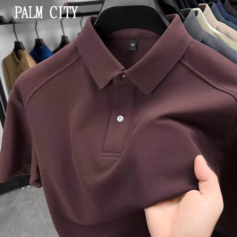 palm city重磅棉t恤男短袖夏季2026宽松休闲polo衫男有领体恤半袖