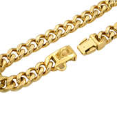 防咬不锈钢金色宠物狗项圈钛钢狗链狗圈颈圈 19mm新款