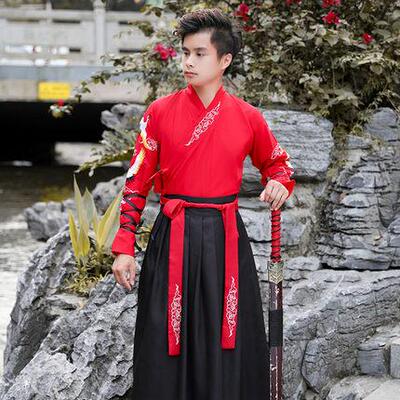 新款武及术汉代女中改式良黑霸气领腰裙学横生古风班服古装