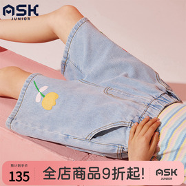 askjunior女童夏装牛仔，短裤洋气儿童，裤子2023洋气薄款裤子