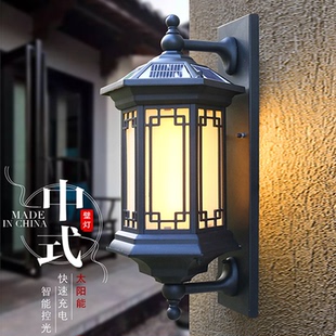 复古别墅大门外墙灯阳台灯 太阳能户外壁灯防水庭院灯室外家用中式