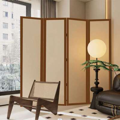 奶风屏风叠隔断客厅现简约卧室FVO房代间玄关遮挡可移动折法油式