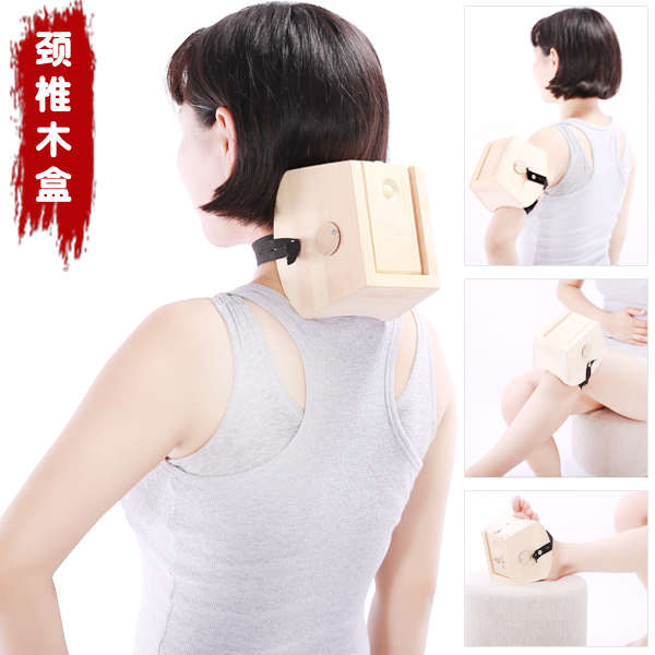 加厚家用颈椎艾灸盒实木制加高双柱2孔艾灸盒颈椎足疗关节随身灸