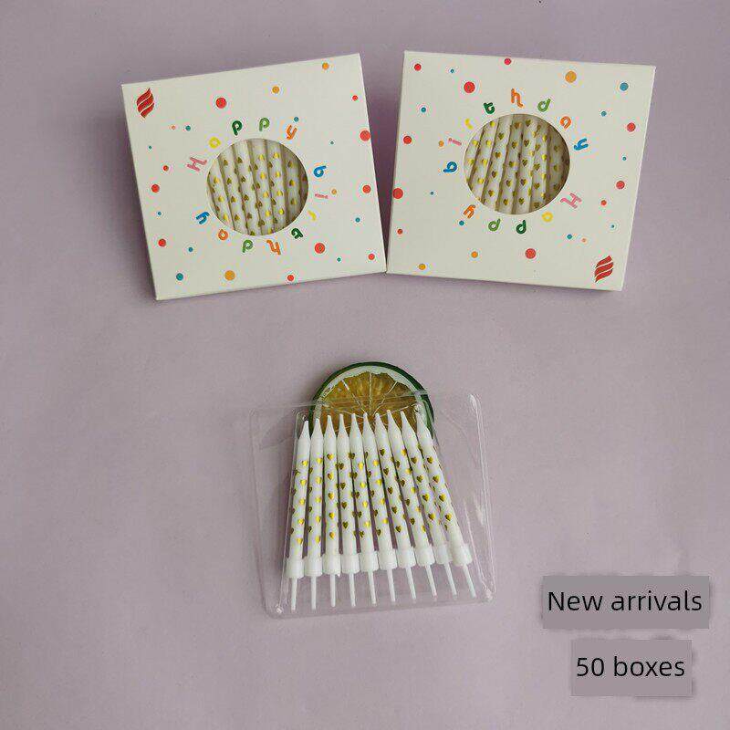 生日蜡烛蛋糕烤线蜡烛儿童创意浪漫丝印派对无烟彩色蜡烛50盒