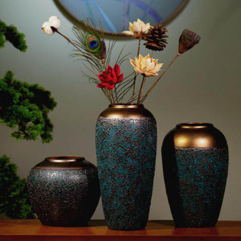 现代简约花瓶客厅餐桌复古插花陶瓷花器玄关干花装饰品摆件