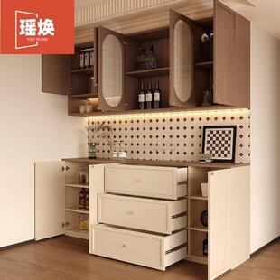 中古风餐边复古厅茶水柜客新中柜物式87869藤编储柜