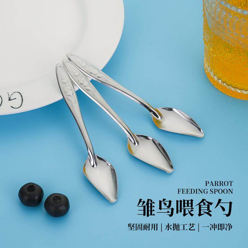 不锈钢鹦鹉喂食器喂鸟勺子手养八哥玄凤虎皮雏鸟幼鸟喂水喂奶勺子