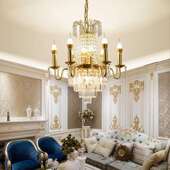 复式 楼客厅水晶大大吊酒499公店厅灯办楼梯吊灯别墅黄色水晶灯吊