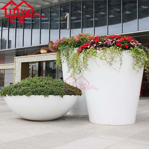 大号玻璃钢花盆户外种植树池街道商业美陈大门装饰花器圆形花箱
