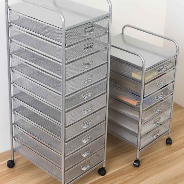 铁艺A4多层文件架A3带抽屉推车轮办公收纳资料柜档案分类置物书架