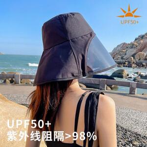 骑行防晒帽吹不翻夏季骑车护颈全遮脸遮阳渔夫帽女防紫外线面罩百