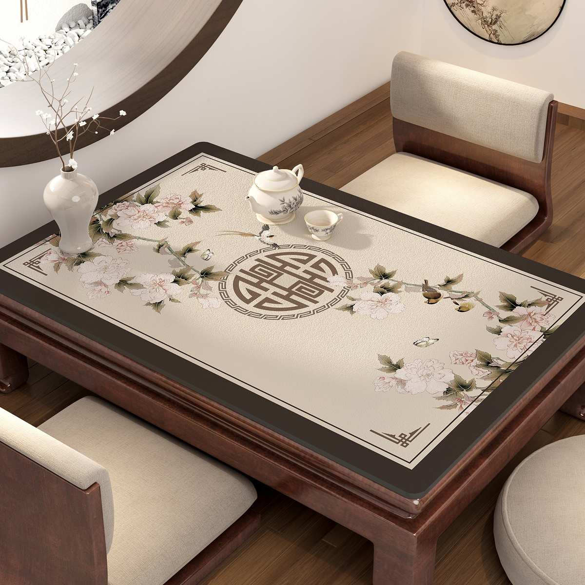 新中式硅藻泥桌垫隔热耐高温轻奢餐桌垫客厅实木茶几桌垫茶桌台布
