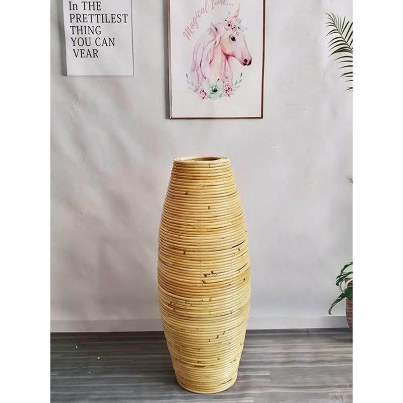 东南亚藤编落地花瓶摆件插干花绢花编织花器客厅餐厅橱窗摆设防摔