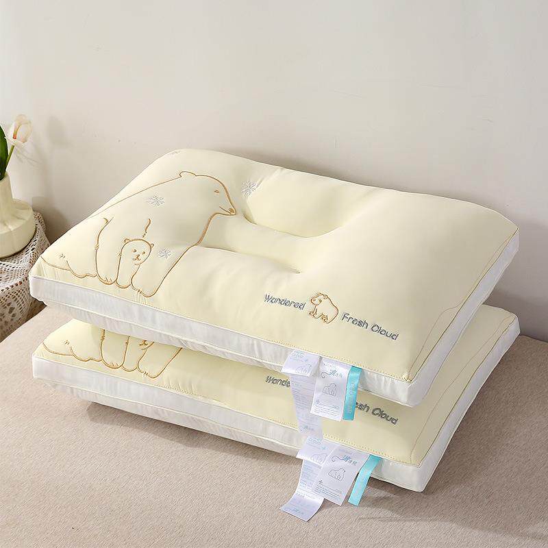 直销新款新款枕头透气儿童枕芯成人枕头套全棉家用枕头芯护颈枕纤