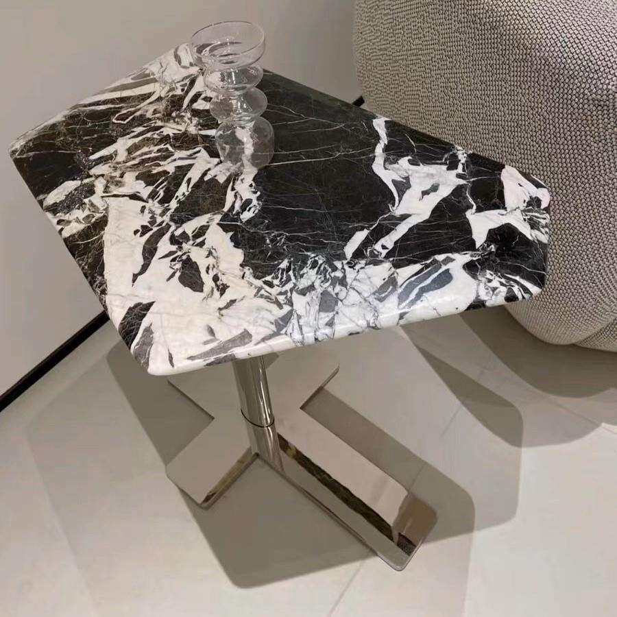 边几意式奢石天然大理石茶几宝丽格轻奢现代简约设计客厅角几网红