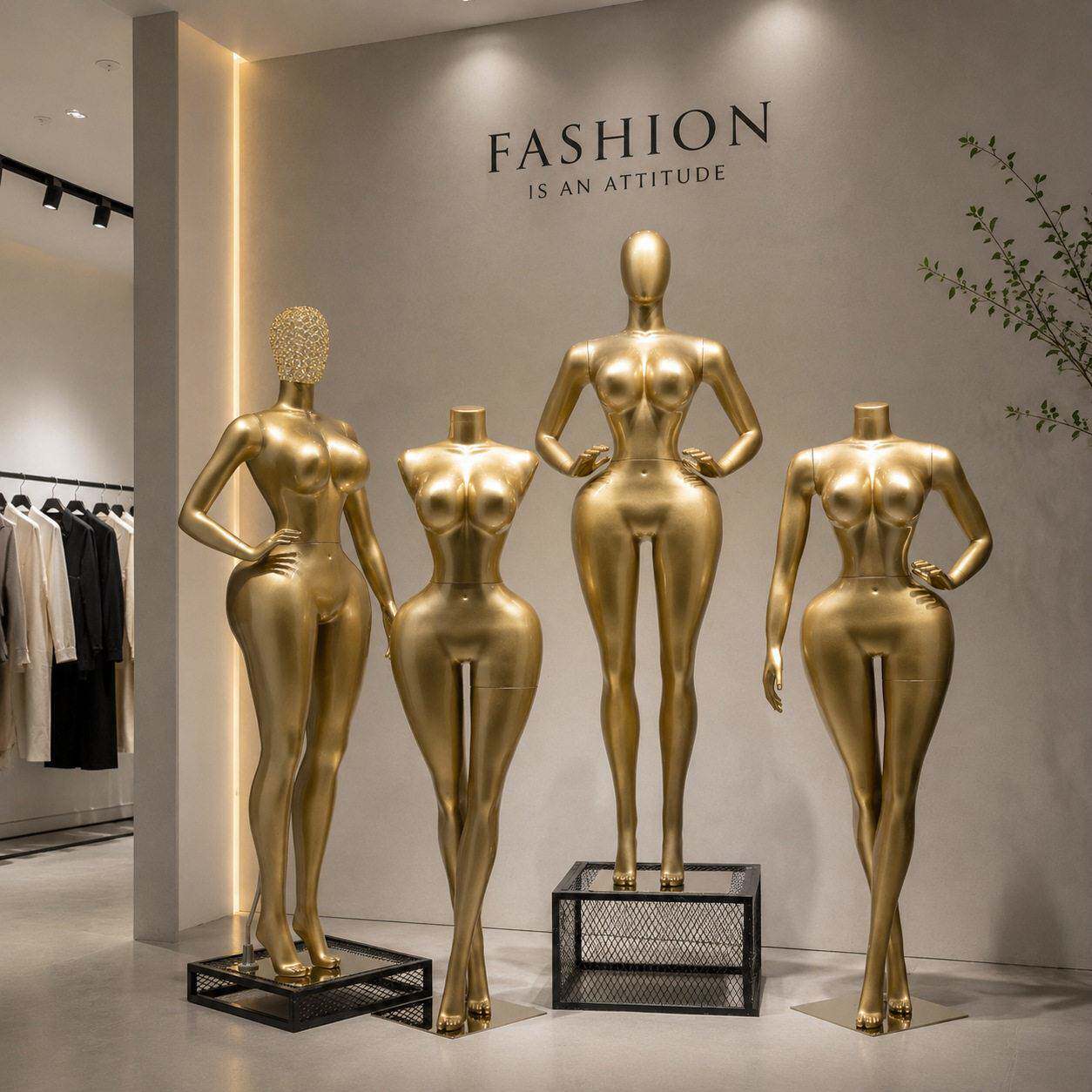 欧美外贸服装店模特道具女大码全身大屁股大胸展示架金色人台bbl