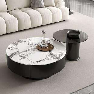 意式 轻微晶石茶茶几户型客厅家用简奢约高级圆形高档小桌新ERS款