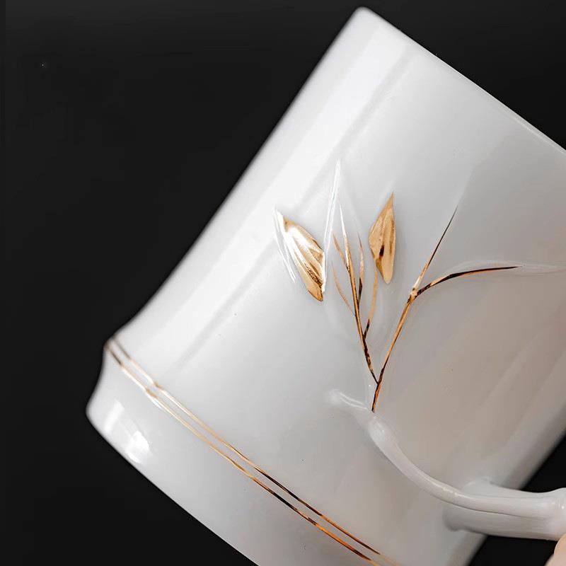 玩物尚置羊脂玉茶杯茶水分离杯陶瓷杯办公室泡茶杯带过滤喝茶杯子