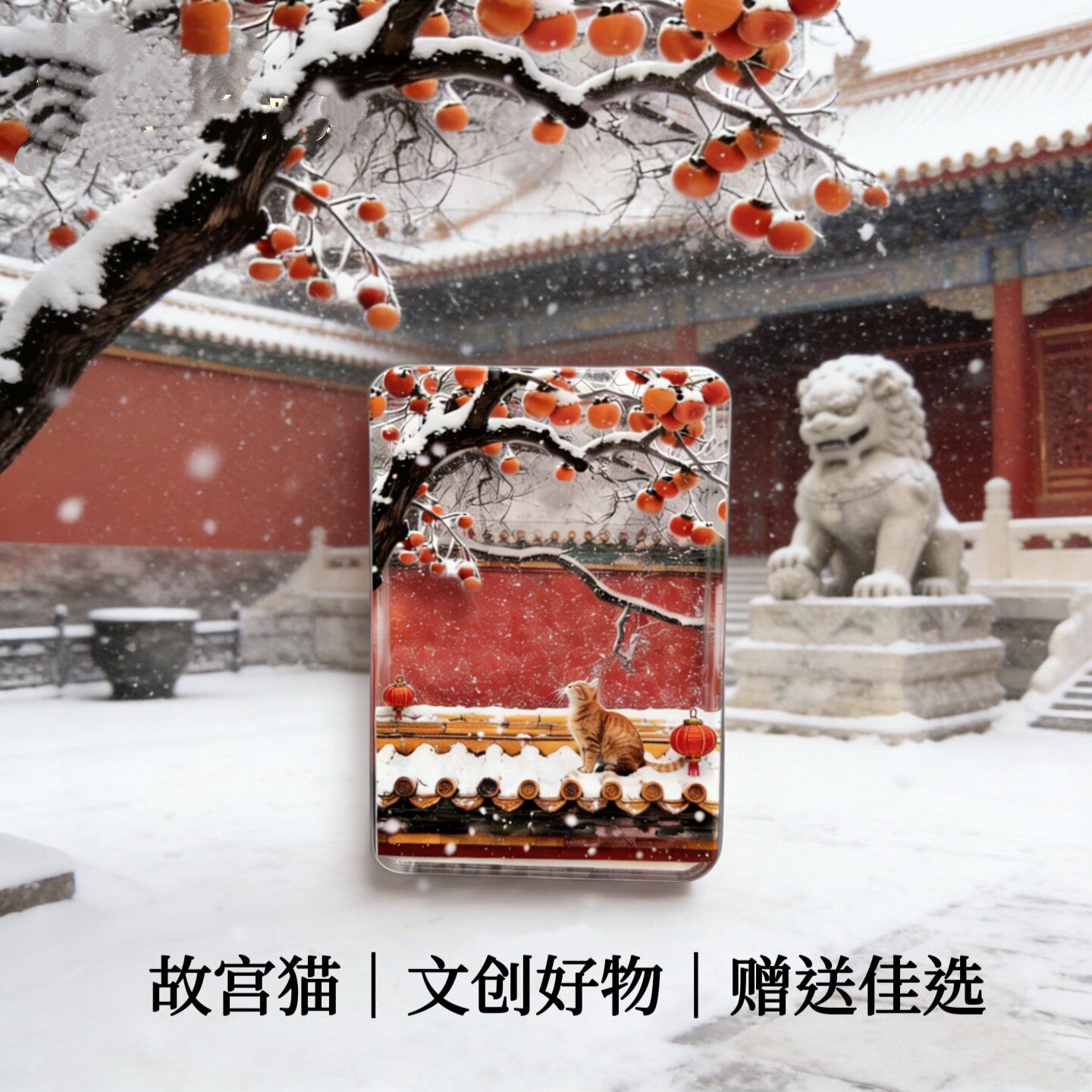 故宫猫文创冰箱贴下雪流沙亚克力磁力贴北京旅游博物馆纪念品礼物