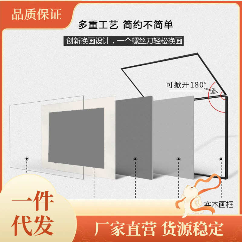1Z5X批发相框照片墙电表箱装饰画配电箱遮挡画胡桃木实木电表画框图片