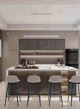 岩板台单独工业风厅大理石餐边岛桌柜吧65299客台做饭中岛台餐一