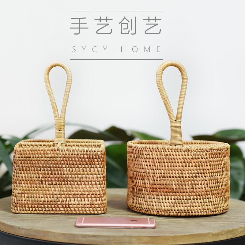 厂家越南圆手工藤编红酒蓝桌面形形遥控器收架方红纳酒收纳l框