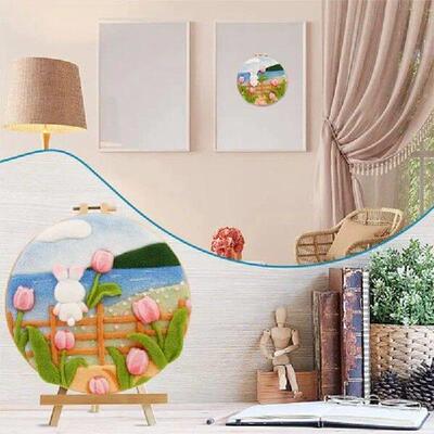 B69C Tulips Needle Felting Kit, Wool Needle Felt Set For