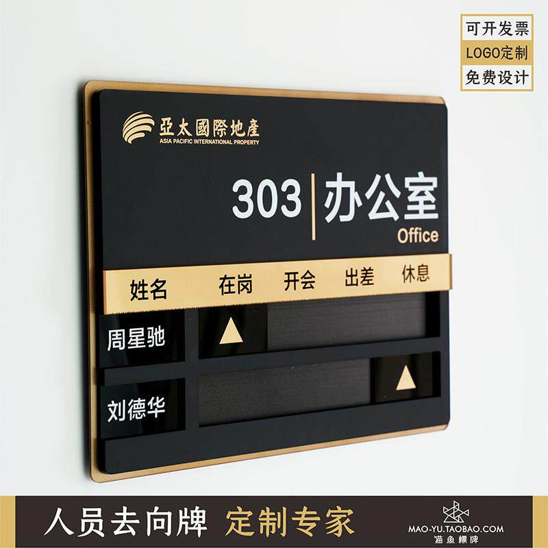 办公室工作人员去向牌定制 高端办公室门牌科室员工动态信息牌