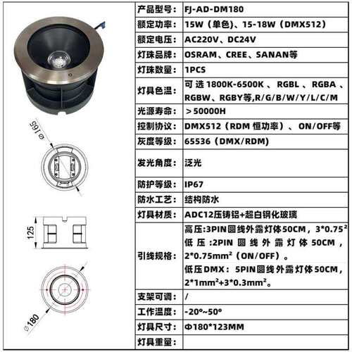 LED地埋灯15W18W嵌入式不锈钢面地埋灯别墅园林庭院市政广场栈道