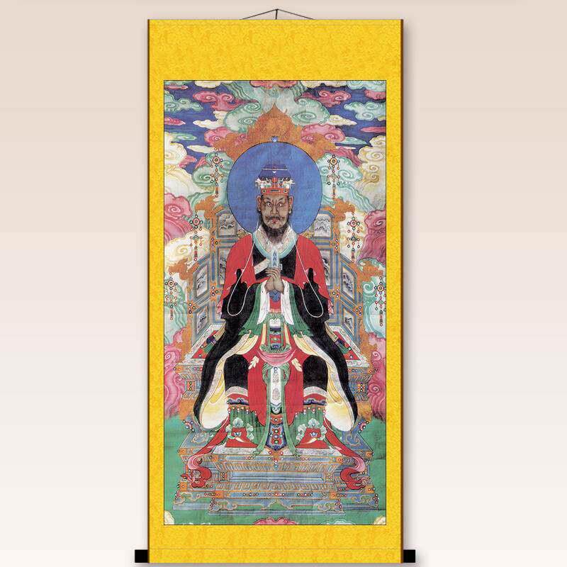 神像水陆画酆都大帝鬼王玄关客厅装饰画国画丝绸卷轴挂画特价包邮