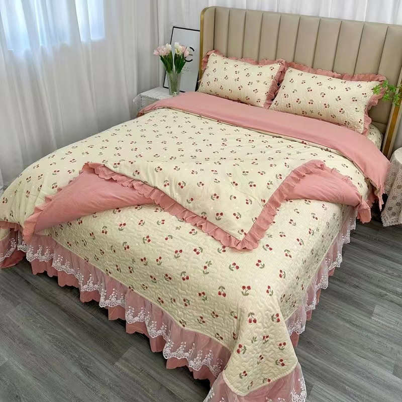 母婴级床盖四件套加厚夹棉床单三件套小竹棉提花被套秋冬新品