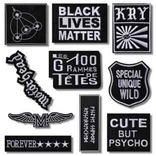 黑色时尚徽章补丁贴中号刺绣布贴羽绒服衣服裤t恤男修补破洞无痕