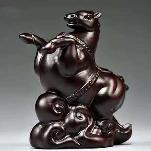 黑檀木雕马摆件实木十二生肖马到成功创意家居办公室红木工艺礼品