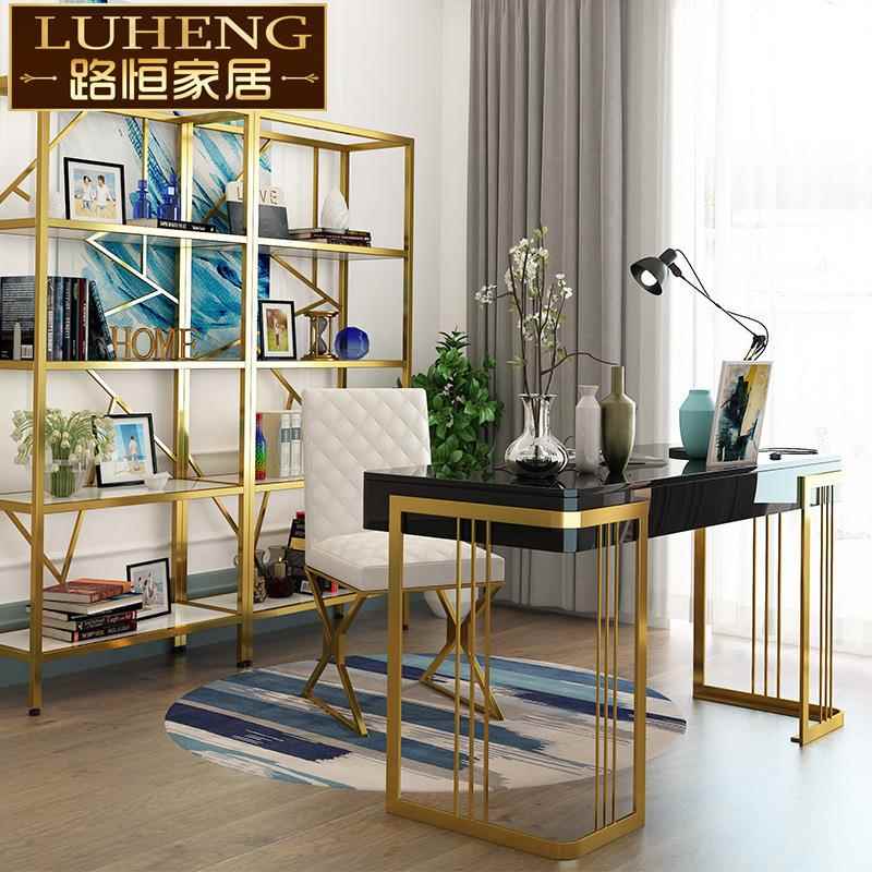 轻台奢书会不桌现代简约办公桌议咨询电脑办公桌子锈钢酒店SFV家