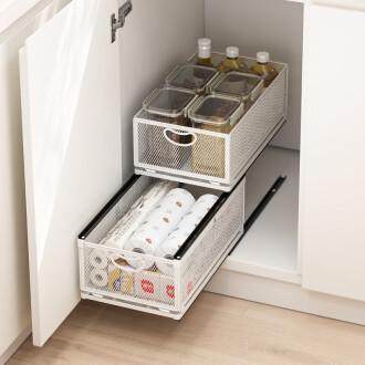 加深橱柜拉篮滑轨厨房下水槽置物架抽拉式网格收纳筐推拉伸缩抽屉,厨房/烹饪用具,抹布架/厨房清洁收纳架,淘宝优惠券,粉丝福利购,淘宝优惠卷
