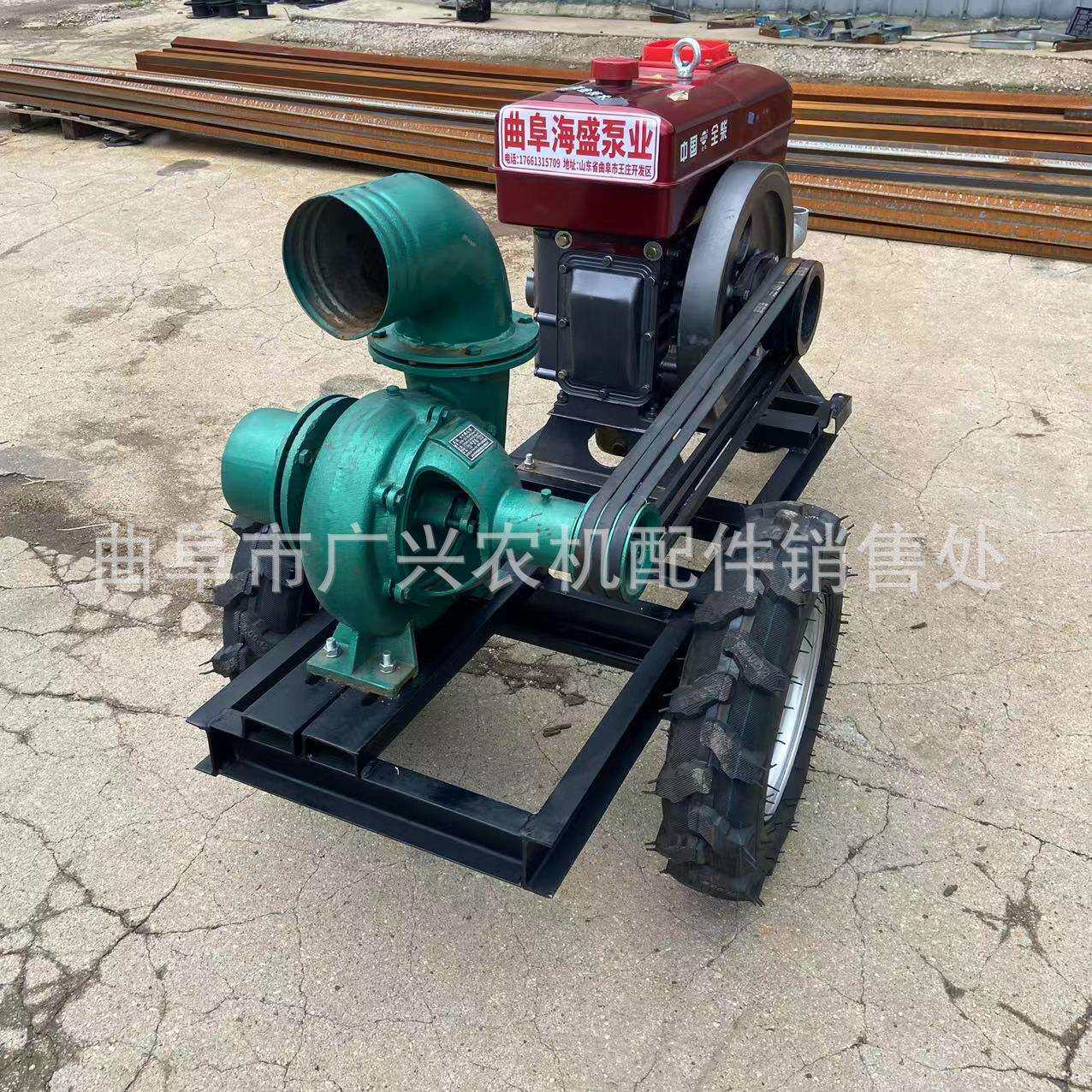 小型6寸柴油离心泵 浇水排涝用抽水泵 框架款手摇启动泥浆泵
