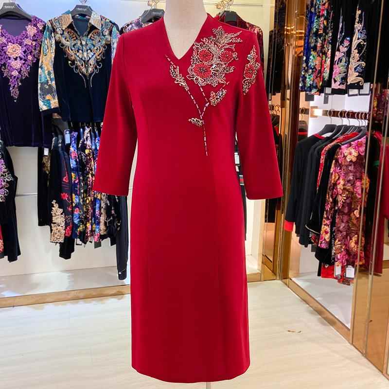 高档高端小妈妈奶婚纱，奶喜礼服，，大码礼服中年优雅，秋宴季女