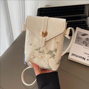 魅力女包包新款 手机包刺绣单肩包小众斜挎包轻便零钱包 新中式