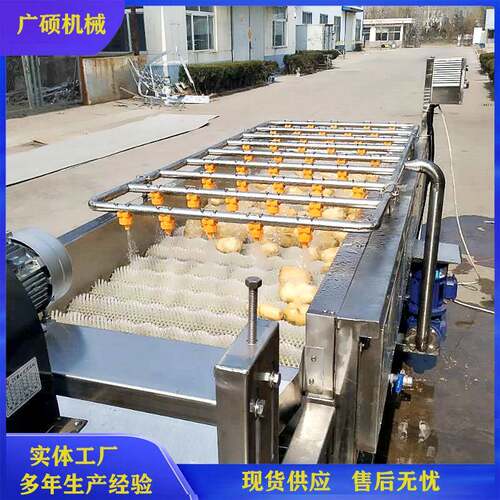 全自动土豆清洗机连续式根茎类人参清洗设备平行毛刷洗药材机器