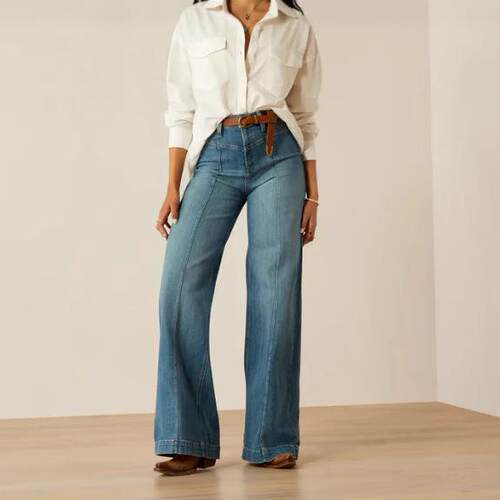 Women ' s Sloane Medium Wash Ultra High Rise Wide Leg Denim