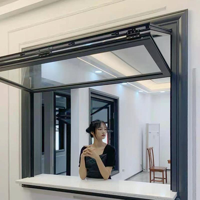 新款上下折叠窗定制铝合金全开 窗随意停网红店奶茶咖啡店面提升