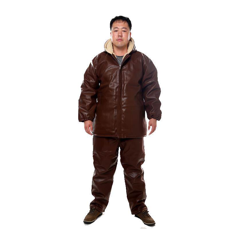 正品男革士工作服套装棉衣冬加厚劳保棉袄防寒防水防p油u 皮季加